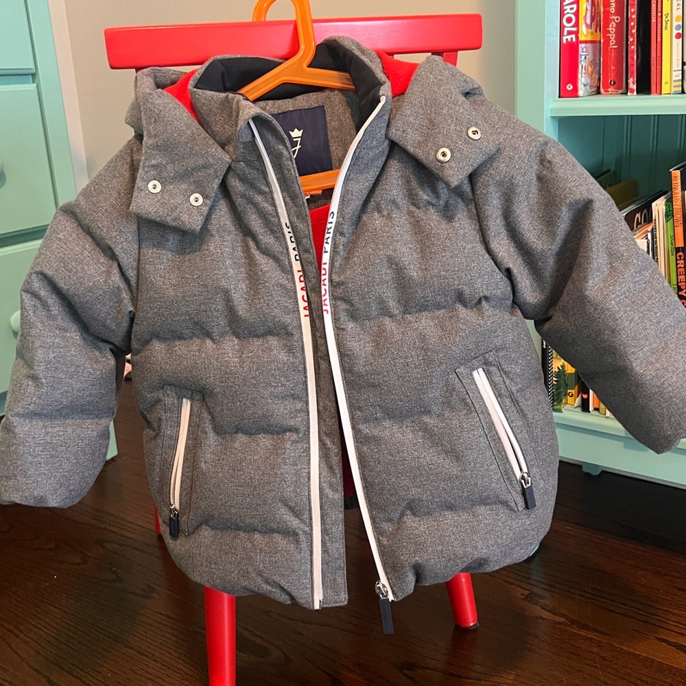 JACADI GREY DOWN HOODED WINTER JACKET sz 4